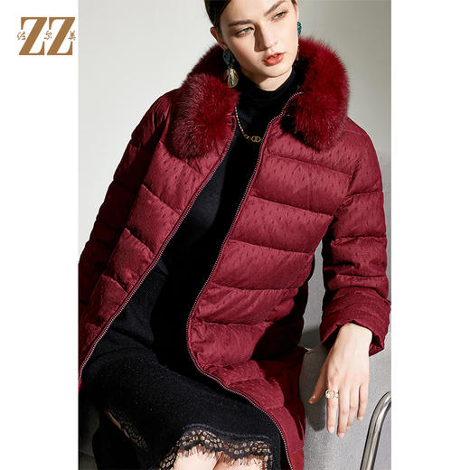 佐尔美2021冬季新款 时尚气质90%高含绒量狐毛领羽绒服女E04YH20 商品图1