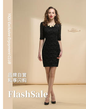 【特惠】YIQU |“温馨花都”连身裙（波纹黑）PT