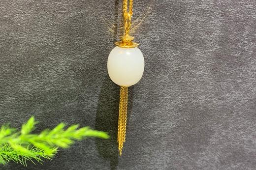 【御珠宫坊】金镶羊脂白玉吊坠 商品图0