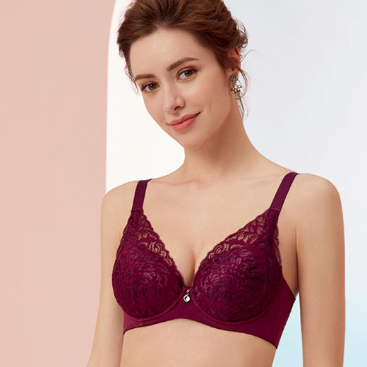 古今薄款记忆软钢圈性感蕾丝加插片女士文胸罩内衣0M210 商品图1