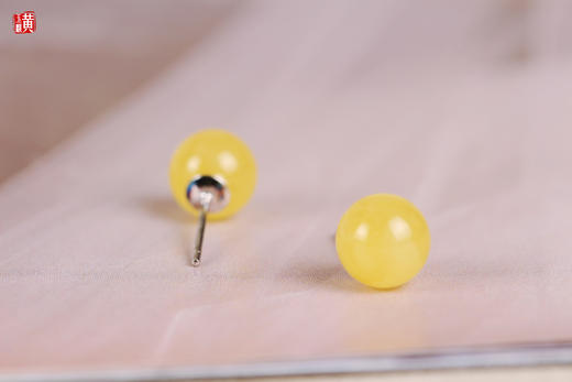 [ 秋杏 ]  天然蜜蜡耳钉 | 明媚金黄，尊贵有范 商品图0