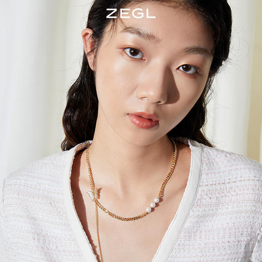 ZEGL蝴蝶项链女轻奢小众ins嘻哈复古卫衣装饰锁骨毛衣链秋冬配饰 商品图4