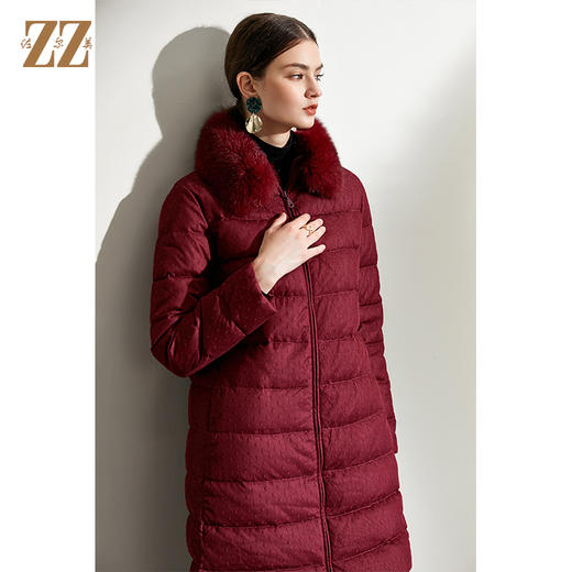 佐尔美2021冬季新款 时尚气质90%高含绒量狐毛领羽绒服女E04YH20 商品图3