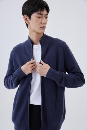半高领拉链加厚羊绒男开衫 SJF93M203N