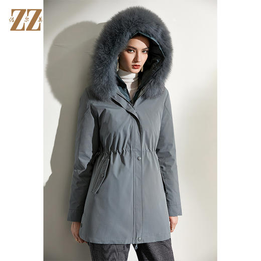 佐尔美2021冬季新品上新 狐毛领羽绒服外套女 E04YH22 商品图3