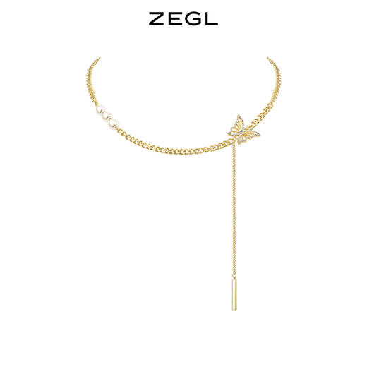ZEGL蝴蝶项链女轻奢小众ins嘻哈复古卫衣装饰锁骨毛衣链秋冬配饰 商品图0