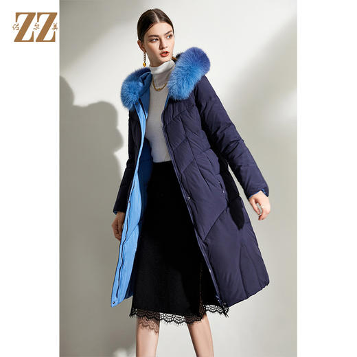 佐尔美2021冬季新品上新 时尚保暖狐毛领羽绒服女 E04YH15 商品图1