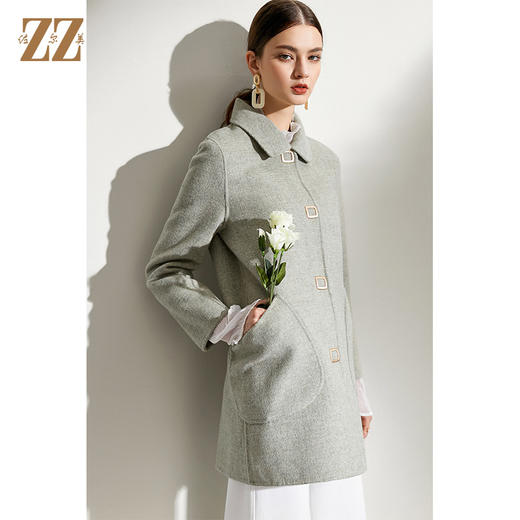 佐尔美2021冬季新品上市 羊毛双面呢中褛女E04SM02 商品图2