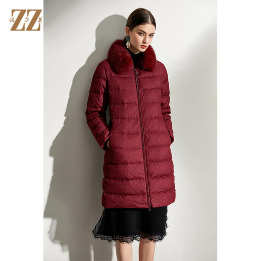佐尔美2021冬季新款 时尚气质90%高含绒量狐毛领羽绒服女E04YH20 商品图0