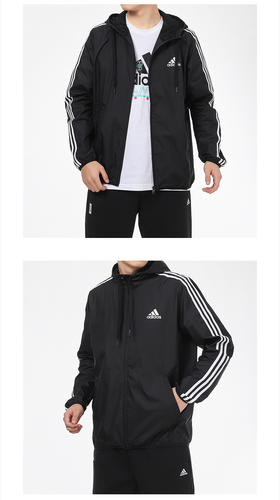 Adidas阿迪达斯防风衣男连帽春秋季运动衣服轻薄健身休闲夹克外套GK9026