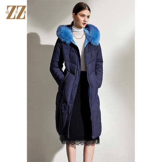 佐尔美2021冬季新品上新 时尚保暖狐毛领羽绒服女 E04YH15 商品图2