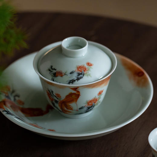 秘影山房/3号盖碗/釉中彩丹鳯朝阳图 140ml 8.9x7.5cm 商品图2