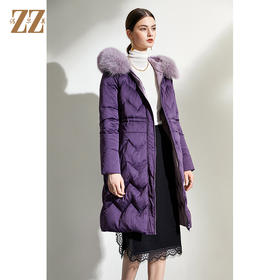 佐尔美2021冬季新品上新 时尚保暖狐毛领羽绒服外套女 E04YH18