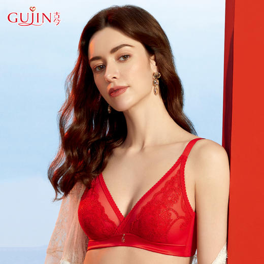 古今新款经典大红超薄无钢圈兔耳朵透明性感文胸罩0P189 商品图2
