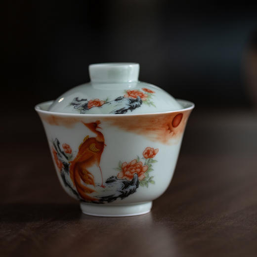秘影山房/3号盖碗/釉中彩丹鳯朝阳图 140ml 8.9x7.5cm 商品图0