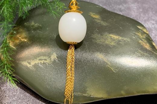 【御珠宫坊】金镶羊脂白玉吊坠 商品图2