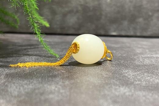 【御珠宫坊】金镶羊脂白玉吊坠 商品图3