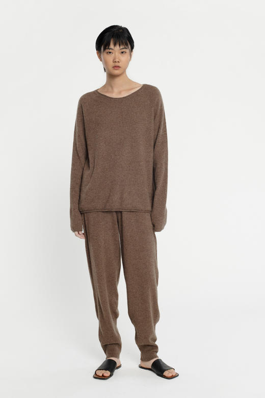 女士2021年新款纯山羊绒圆领插肩袖套头衫 商品图0