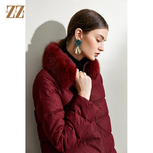 佐尔美2021冬季新款 时尚气质90%高含绒量狐毛领羽绒服女E04YH20 商品图2