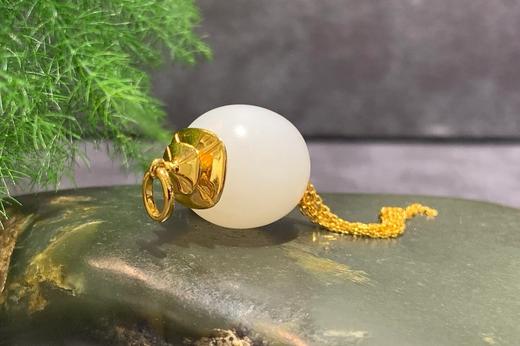 【御珠宫坊】金镶羊脂白玉吊坠 商品图6