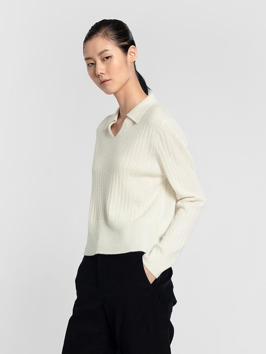 女士2021新款纯山羊绒Polo领短款套头衫 商品图4