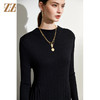 佐尔美2021冬季新款 黑色收腰圆领百搭中长羊毛衫E94MS01 商品缩略图0