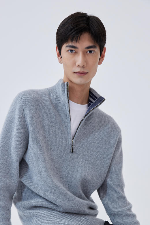 半高领拉链加厚羊绒男套衫 SJF93M202N 商品图2