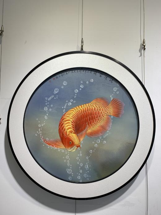 王烛明：高温窑变色釉加珐琅彩瓷板画《鸿运当头》 商品图0