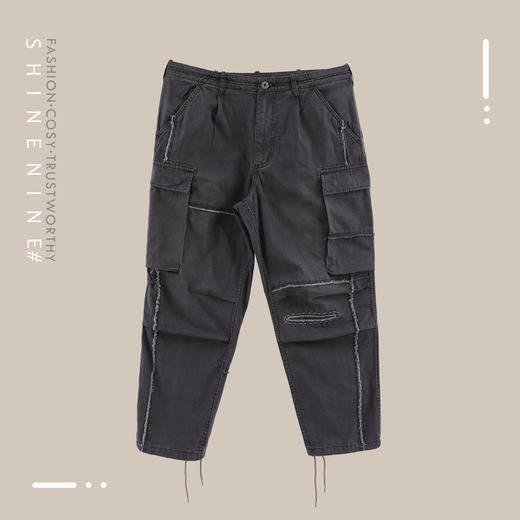 B110338132酷帅做旧直筒工装裤 商品图0