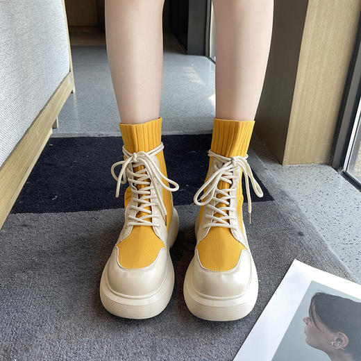 马丁靴 | 2021年秋季新款袜子靴女士英伦风炸街短靴女休闲女靴 商品图3