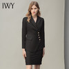 IWY/时尚气质黑色长袖西装半裙套装职业装女装通勤修身西服套裙秋冬款CS10407黑色 商品缩略图0