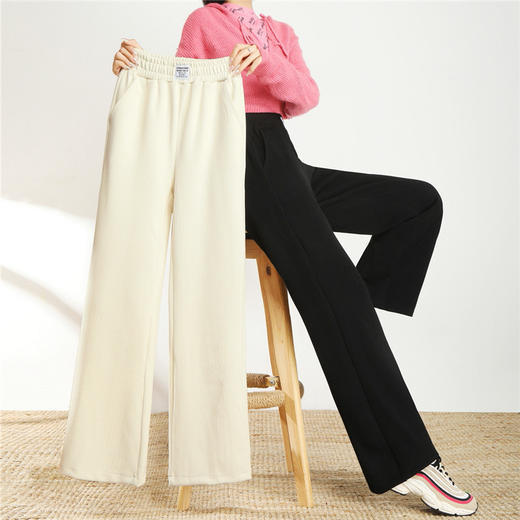 AHM-lsy1678A新款时尚气质松紧高腰宽松直筒条绒阔腿裤 商品图0