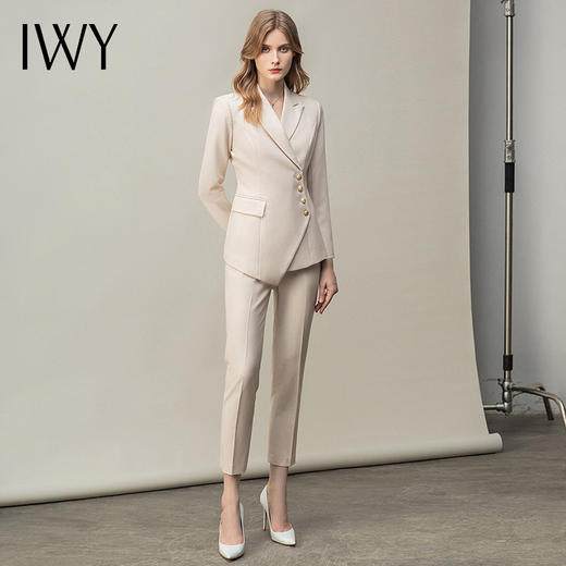 IWY/高级感杏色西装套装女秋冬韩版时尚气质酒店经理工作服职业装正装 CP10407米白 商品图2