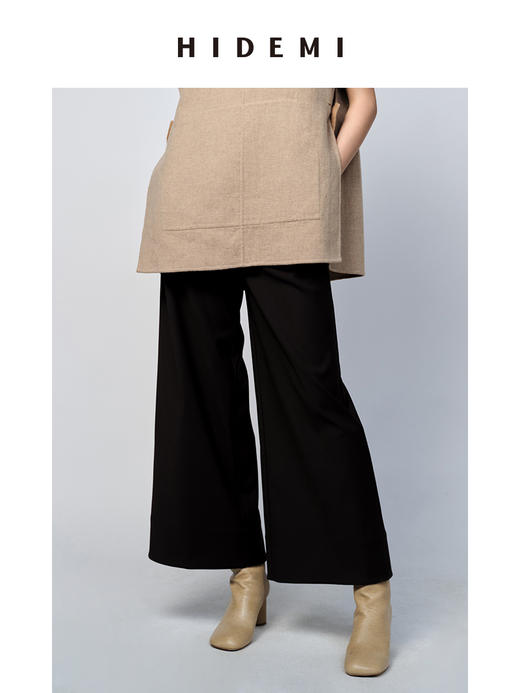 HIDEMI 深棕色简约设计感阔腿九分裤 商品图4