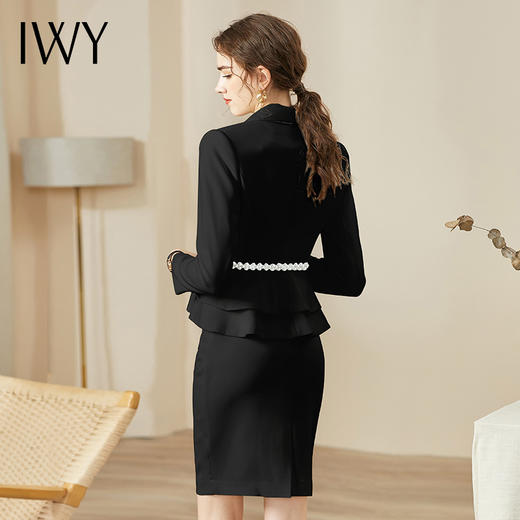 IWY/时尚黑色西装半裙女名媛气质小香风售楼部工作服秋季长袖商务正装CS936黑色 商品图3