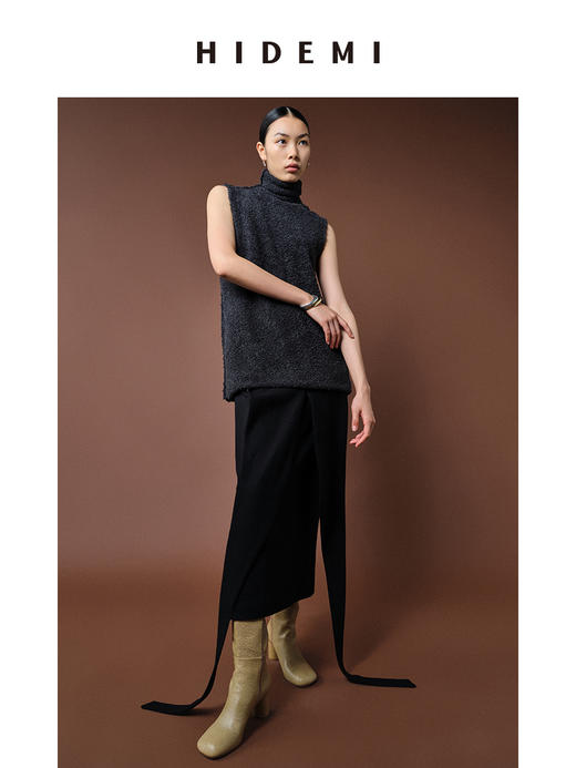 HIDEMI 美利奴圈圈羊毛堆领背心 商品图2