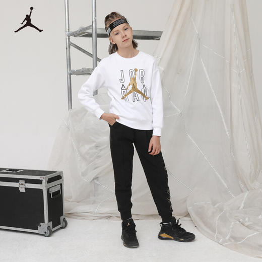 耐克AIR JORDAN童装冬款男女童加绒保暖运动套头卫衣JD2142066 商品图1