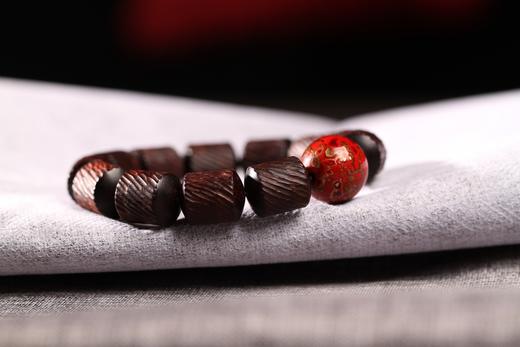 DQ0069°小叶紫檀螺纹桶珠+大漆手串 商品图1