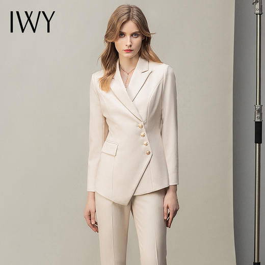 IWY/高级感杏色西装套装女秋冬韩版时尚气质酒店经理工作服职业装正装 CP10407米白 商品图1