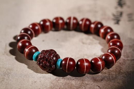 XYZT0247°高品质印度小叶紫檀（搭招财貔貅）9mmx10mmx18粒 商品图0