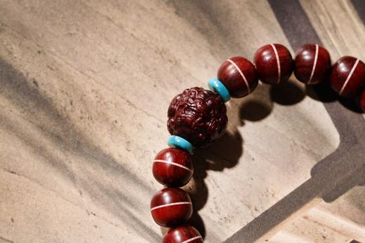 XYZT0247°高品质印度小叶紫檀（搭招财貔貅）9mmx10mmx18粒 商品图5