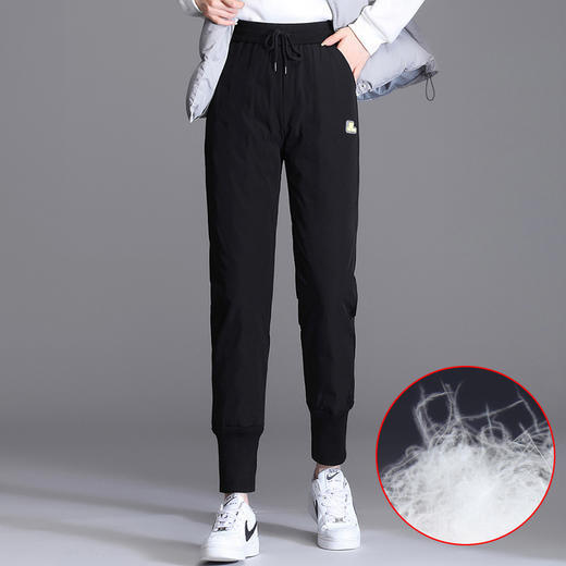 女棉裤羽绒裤冬季外穿加绒加厚新款白鸭绒宽松哈伦保暖裤 HMQW7211 商品图1