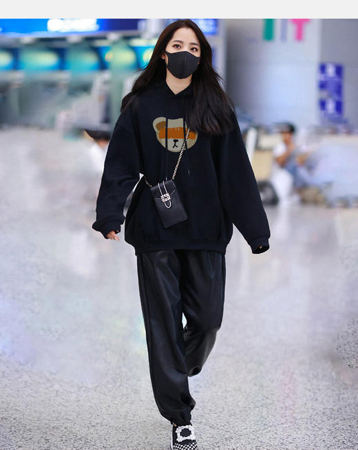 RELIFE 连帽卫衣女春秋薄款宽松韩版ins潮美式卡通小熊印花上衣女 商品图1