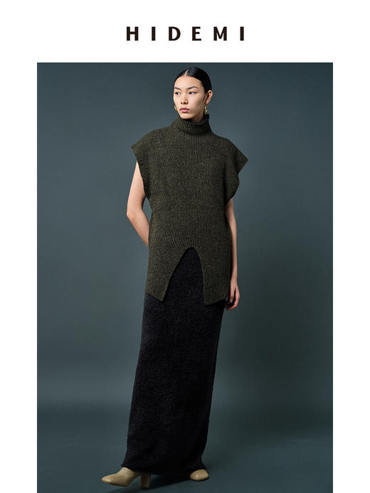 HIDEMI 美利奴圈圈羊毛堆领背心裙 商品图4