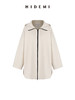 HIDEMI 奶油乳白连帽拉链式简约廓形中长款双面呢大衣 商品缩略图6