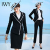 IWY/黑色千鸟格长袖时尚同情西服套装套裤NC476+P433 商品缩略图4