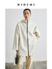HIDEMI 奶油乳白连帽拉链式简约廓形中长款双面呢大衣 商品缩略图0
