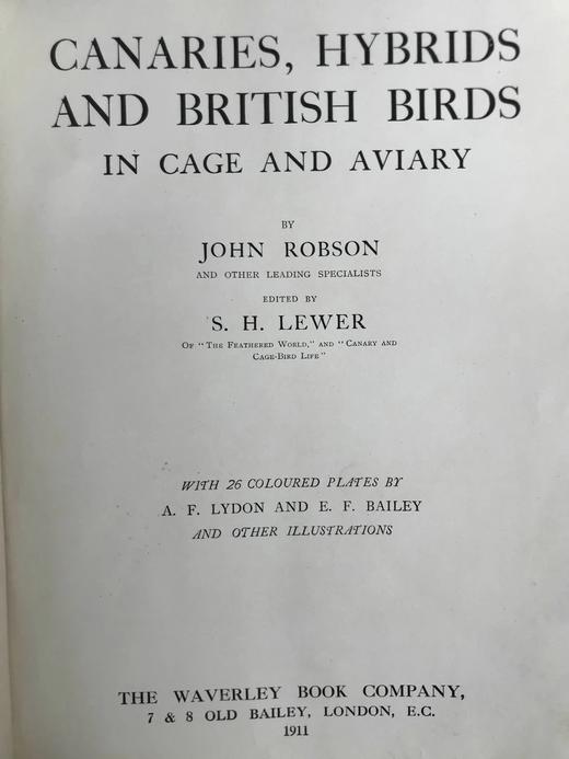 1911年 金丝雀，杂交鸟与英国笼鸟图集 26幅彩色与数百幅黑白插图 精装16开 商品图3