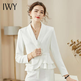 IWY白色职业西装套装秋季长袖时尚气质上班面试办公名媛高端正装cp936