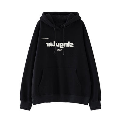 【百搭时尚潮流】新款秋冬LIL CHER连帽卫衣女加绒加厚宽松韩版慵懒风上衣 商品图4